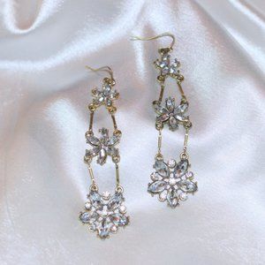 Vintage Crystal Tiered Flower Earrings